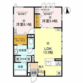 スプランデュール高井田【3階】の間取り
