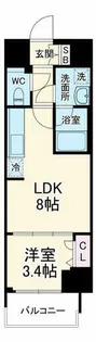 グランプレリス北浜ELNOVEA【10階】の間取り