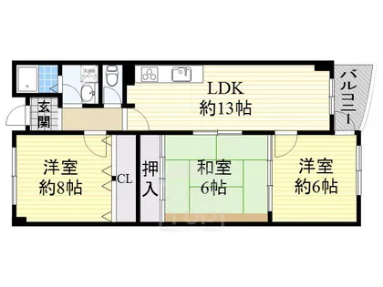 ウイングビュー鮎川【3階】の間取り