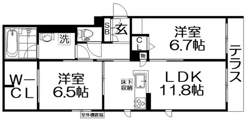 シャーメゾン アペルタ森北 DUE【101号室】の間取り