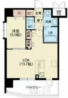 スプランディッド中之島WEST【7階】の間取り