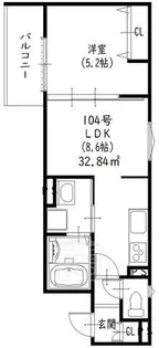 クリエオーレ一津屋2【1階】の間取り