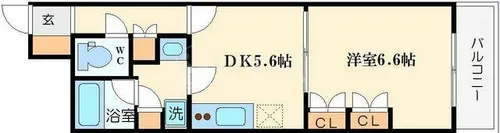 エルセレーノ上本町レジデンス【2階】の間取り