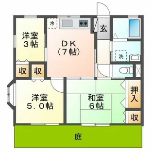 サニーハイツ草木WEST【102号室】の間取り