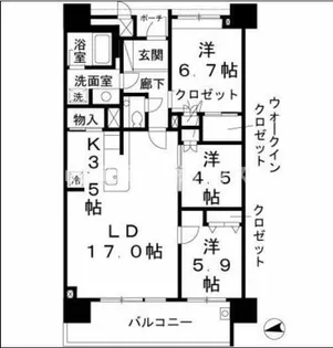ロイヤルパークスなんば【4階】の間取り