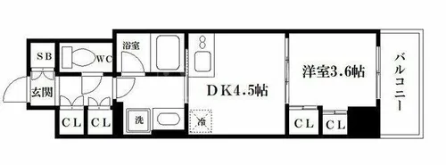 エル・セレーノ大阪天神橋【203号室】の間取り