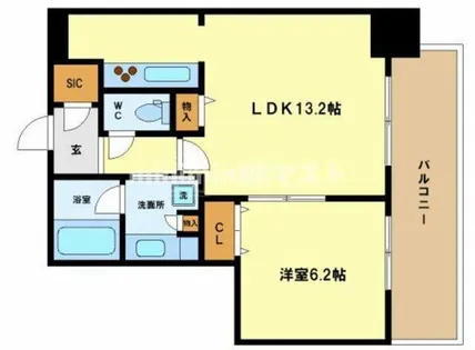 クロスレジデンス大阪新町【11階】の間取り
