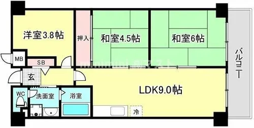 クローバーハイツ市岡【703号室】の間取り