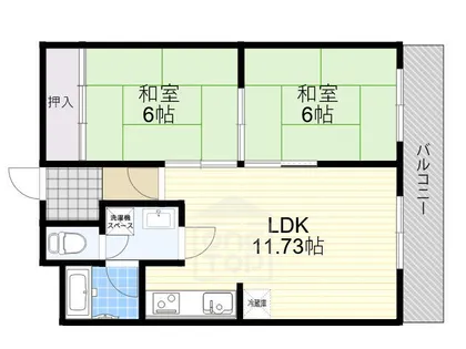 サンワロイヤルマンション2号館【1階】の間取り