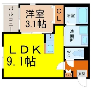 ハーモニーテラス平安通IV【3階】の間取り