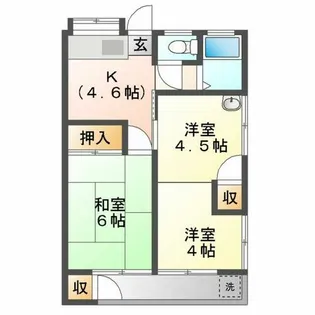 浜風コーポ 4棟【2階】の間取り