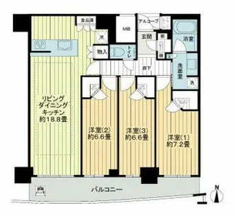 大阪ひびきの街ザ・サンクタスタワー【49階】の間取り