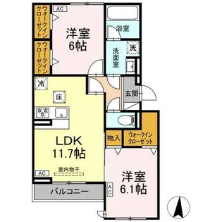 カリーノ姫宮【1階】の間取り