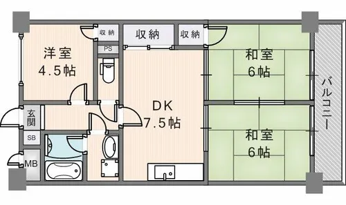 木の国ハイツ【2階】の間取り