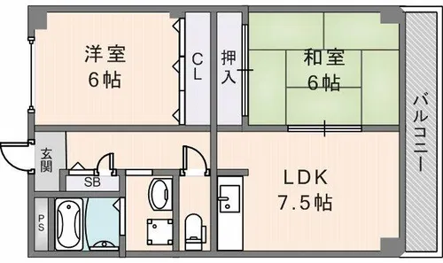 グリーンパーク【205号室】の間取り