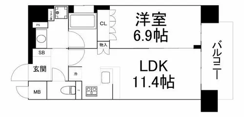 リーガル靭本町【6階】の間取り