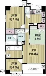 クラウンハイム西田辺【6階】の間取り