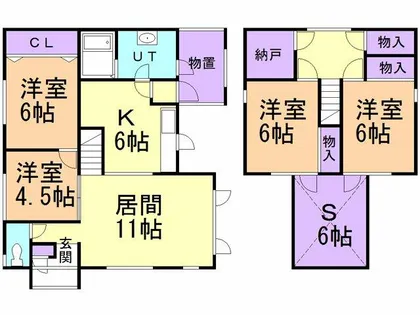 北海道室蘭市母恋南町2丁目【一戸建】の間取り