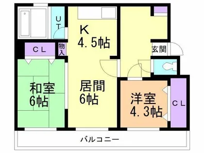 高砂ハイツD【405号室】の間取り