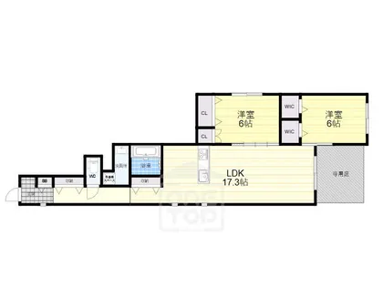 ラ カーサ茨木【1階】の間取り