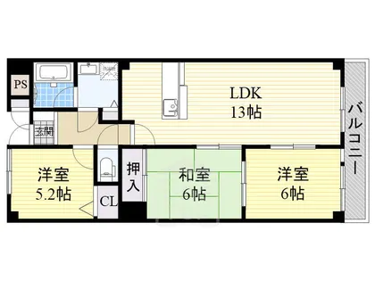 フェルザ南茨木【1階】の間取り
