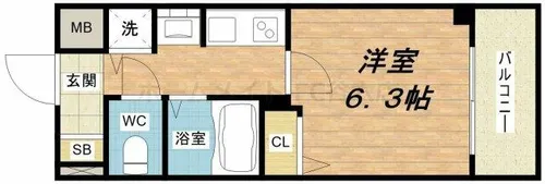 プレサンス心斎橋モデルノ【7階】の間取り