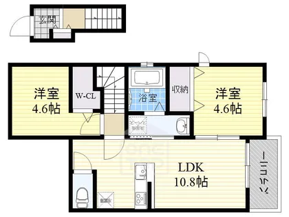 アルテール摂津【2階】の間取り
