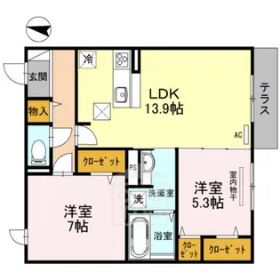 セジュール春日【1階】の間取り