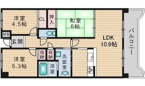 ファミーユ南摂津【4階】の間取り