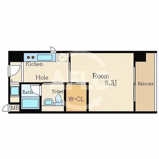 エイペックス東心斎橋Ⅱ【2階】の間取り