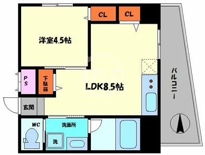 ディオコーポなんば【4階】の間取り