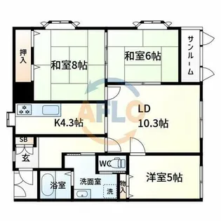 タイムス北畠【2階】の間取り