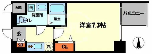 エグゼ難波WESTリバー【2階】の間取り