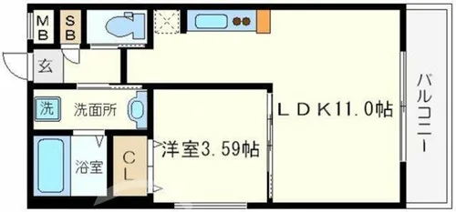 FRENCIA NOIE 難波南【301号室】の間取り