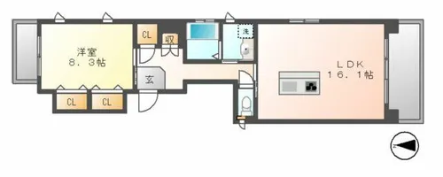 ワン泉(ONE泉)【5F号室】の間取り