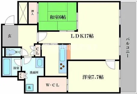 サンクタスタワー心斎橋ミラノグランデ【17階】の間取り