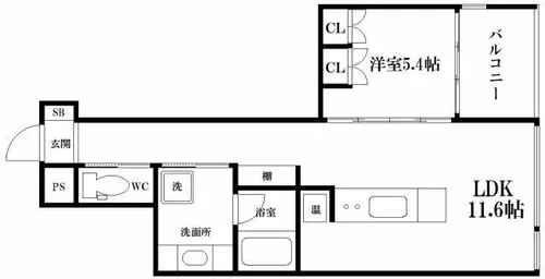 オービットステージ北堀江【4階】の間取り
