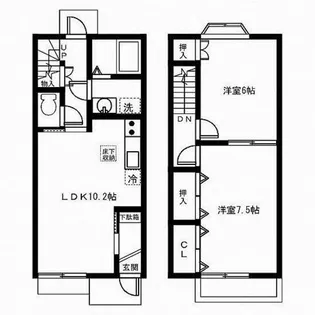 愛知県名古屋市守山区桔梗平2丁目【テラスハウス】の間取り