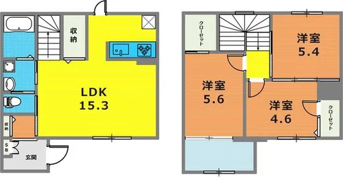 兵庫県神戸市東灘区岡本4丁目【テラスハウス】の間取り