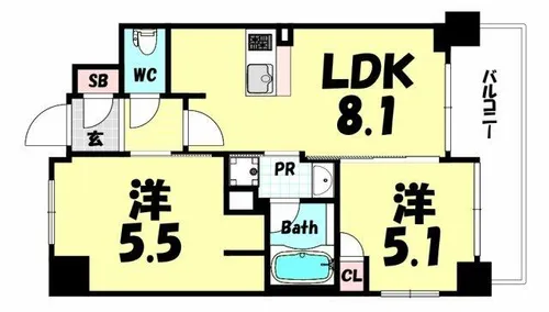 エステムプラザ神戸西4インフィニティ【7階】の間取り