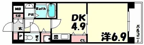 プレサンス神戸三宮【2階】の間取り