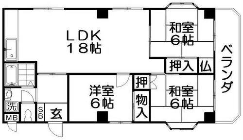 川口第二マンション【3階】の間取り