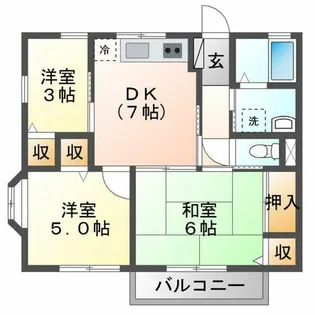 サニーハイツ草木East【202号室】の間取り