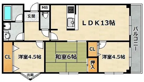 カルム湊川【602号室】の間取り