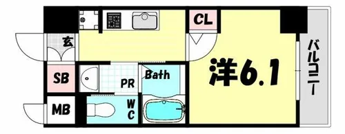 エステムコート神戸元町2リザーヴ【5階】の間取り