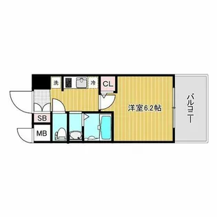 エステムコート難波Ⅶビヨンド【13階】の間取り