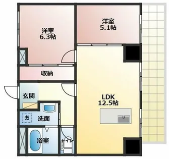 第一丸中マンション【7-B号室】の間取り