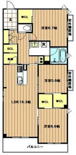 シャーメゾン夕陽丘【102号室】の間取り