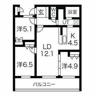 アクレール小笹南坂【303号室】の間取り