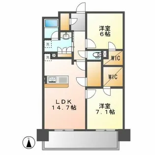 ベルヴュコート名古屋則武【707号室】の間取り